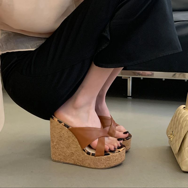 Brown Wedge Heel Sandals Woman - Crossfit Belt 评论和价格