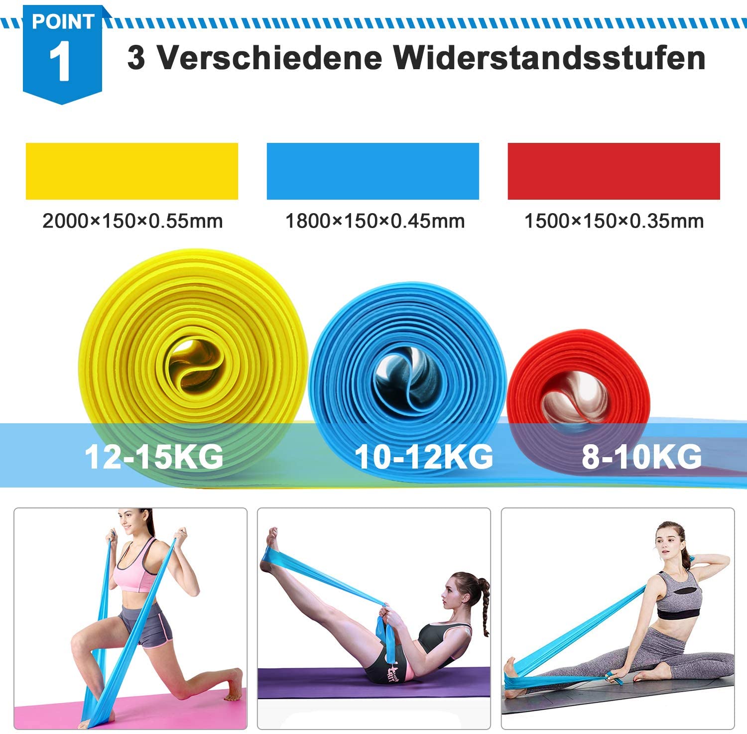 Elastic Fitness Bands 3Pcs Res - Crossfit Belt 评论和价格