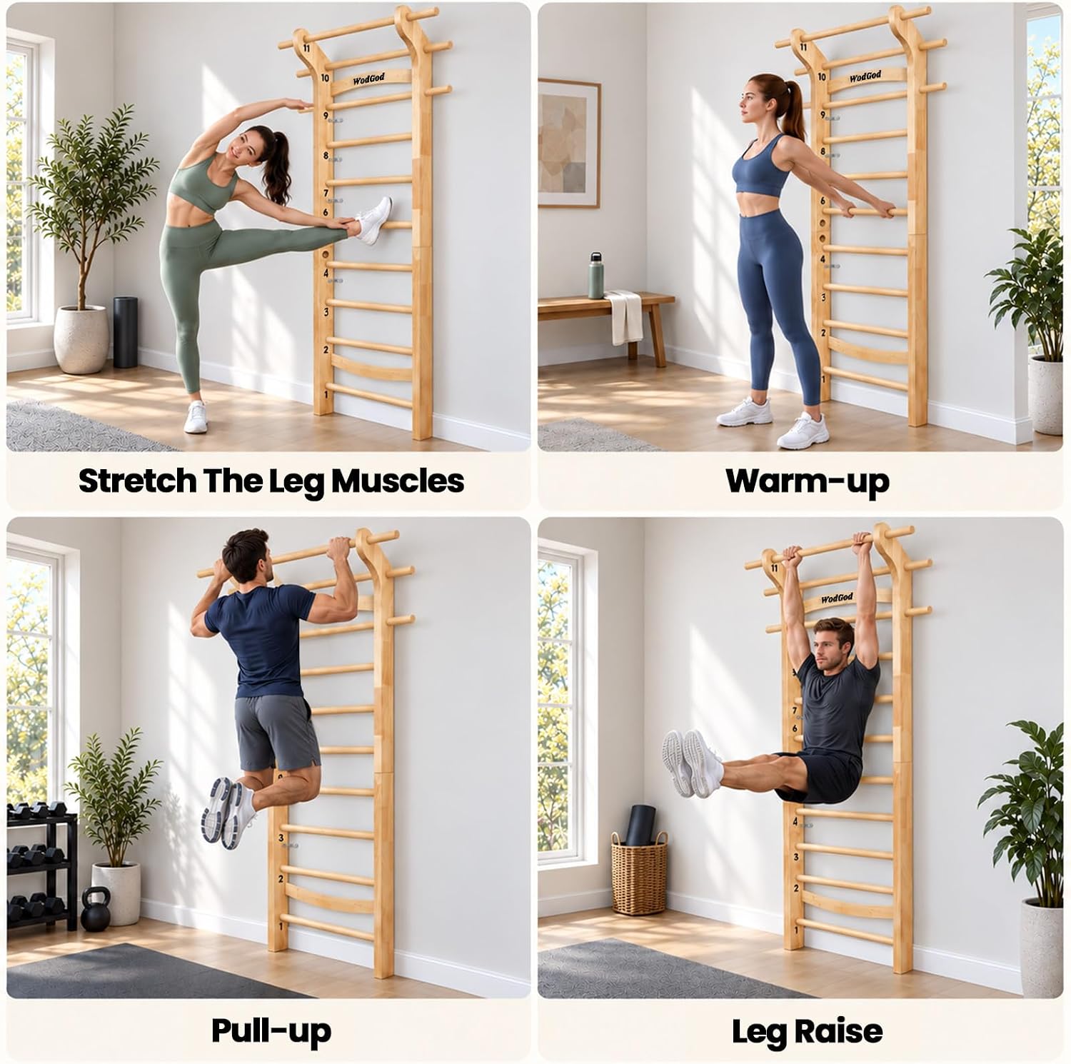 Wood Swedish Ladder Stall Bar  - Pull Up Bar 评论和价格